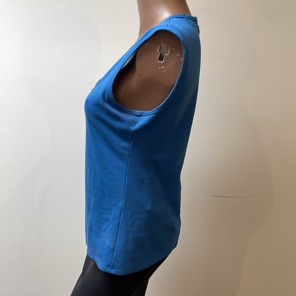 Marie Saint Pierre Monserrate V Neck Tank Top Sleeveless Zipper Blue 2 - Picture 3 of 12